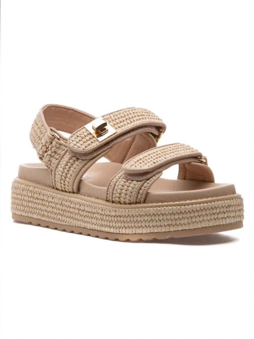 Steve Madden Big Mona Chunky Platform Sandal Natural Raffia size 11 NEW